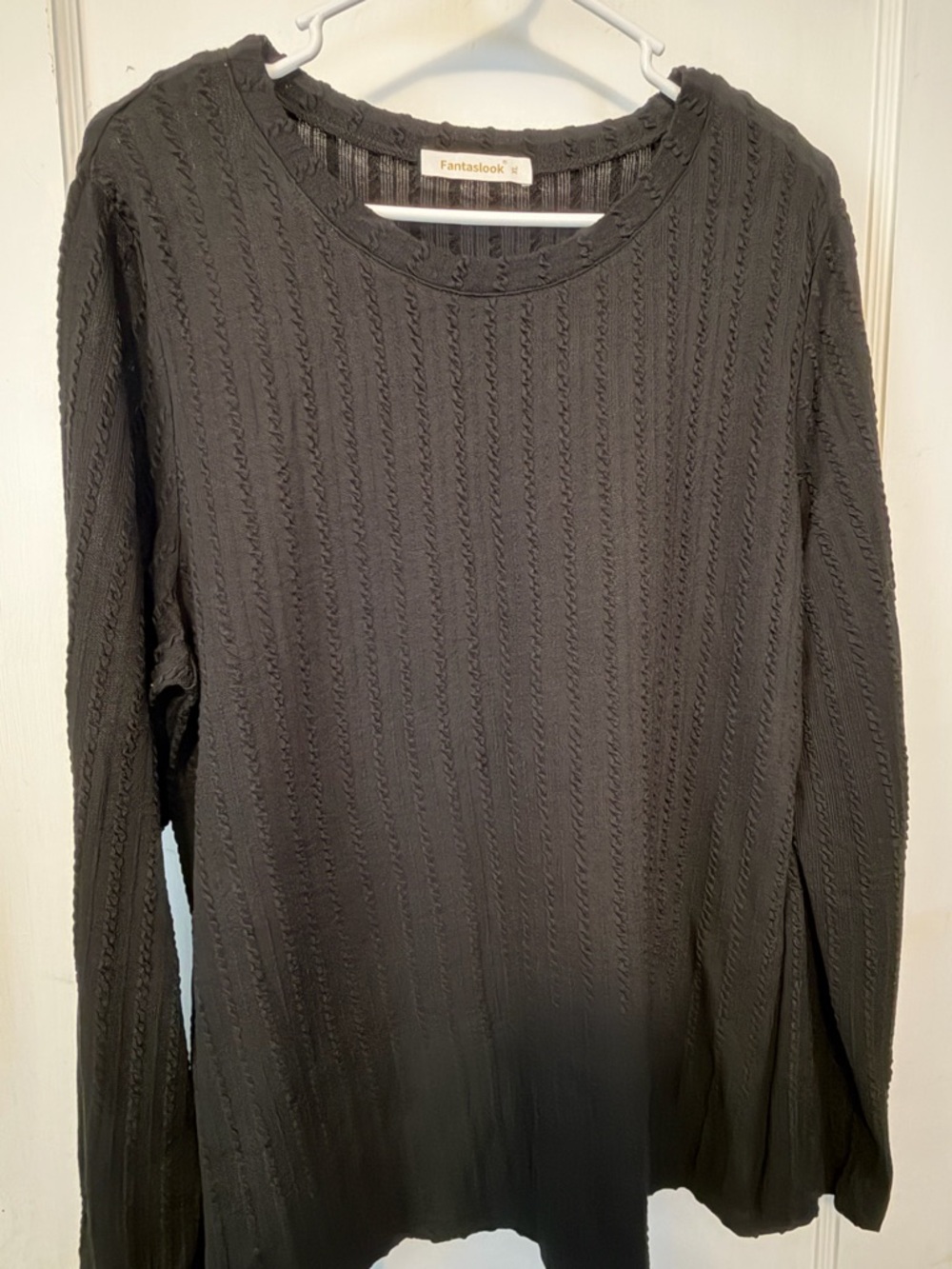 Woman’s Black Textured Crewneck